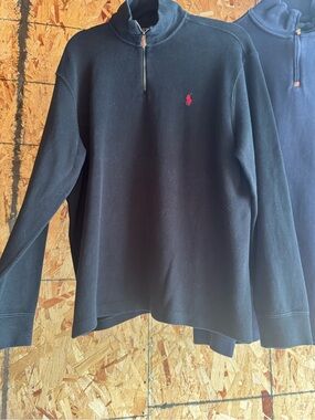 Ralph Lauren Black 1/4 Zip Pullover with Red Pony